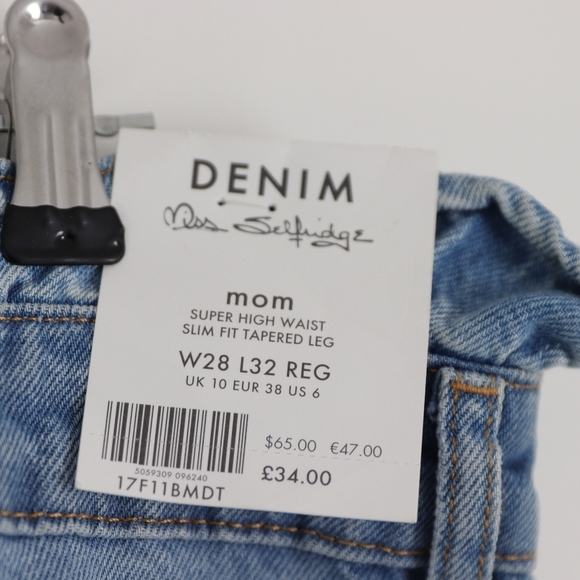Miss Selfridge Denim Frill detail Mom Super High Waist Jeans UK10 - Picture 3 of 4